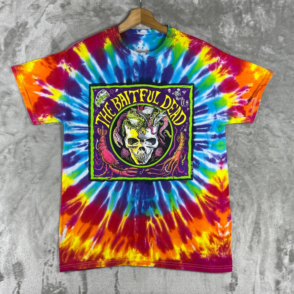 Ray Troll The Baitful Dead T Shirt Men Large Multi Color Tie Dye Fishing Graphic